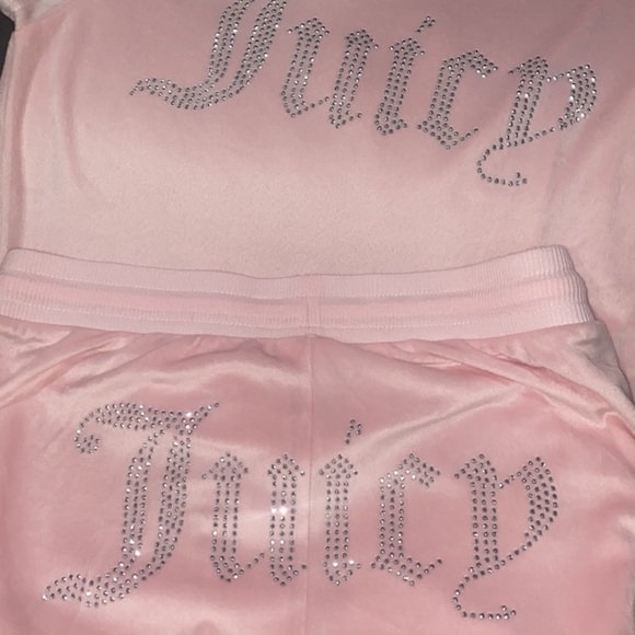 New Juicy Couture Pink Velour Bling Top & Pants 2 Piece Set - Picture 7 of 17